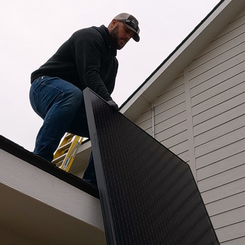 RALOS Lifting Solar Panel to Roof